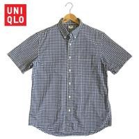 ราคา Uniqlo เสื้อเชิ้ตแขนสั้น ผู้ชาย สีน้ำเงินขาว ลายตาราง มือสอง (27073364717)