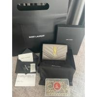 ราคา Ysl envelope wallet y.21 สีเทาอะไหล่ทอง (23139745959)