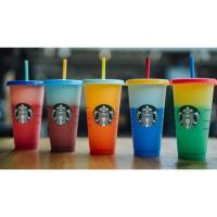 ราคา [ของแท้] พร้อมส่ง แก้ว Starbucks เปลี่ยนสีได้เมื่อใส่น้ำเย็น color changing reusable cold cups (5302695728)
