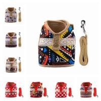 ราคา Breathable Mesh Dog Harness with Traction Rope Ethnic Style Dog Collars Soft Padded Escape Proof Pet Walking Vest Puppy (26311060048)