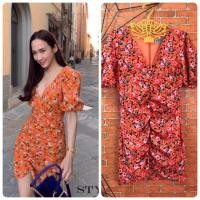 ราคา เดรสสีส้มลายดอก สีสวยสดมาก มีซับทั้งตัว ป้าย styrish size s ซื้อมา 790 ยังไม่เคยใส่ (5814504648)