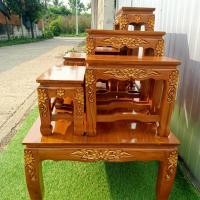 ราคา โต๊ะหมู่บูชาไม้สักแท้หมู่9หน้า6(แกะสลักลายดอก) (29440434050)