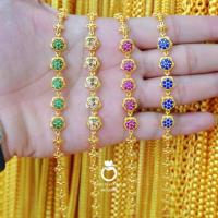 ราคา สร้อยข้อมือ B346 ประดับพลอย "ตัดไซส์ฟรี" ชุบทอง สร้อยข้อมือพลอย สร้อยข้อมือทับทิม สร้อยข้อมือ ทองไมครอน (21482052737)