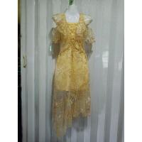 ราคา เดรสปักปะการังสีทองหรูหรา งานป้าย miss bell (6294990358)