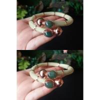 ราคา กำไลหางช้างหุ้มเงินแท้ หยกพม่า ชุบโรสโกลด์ (18240127685)