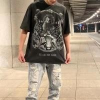 ราคา เสื้อยืดแขนสั้น ผ้าฝ้าย พิมพ์ลาย FOG Fear of God God of Fear สไตล์วินเทจ แฟชั่นอเมริกัน สําหรับผู้ชาย (22946106465)