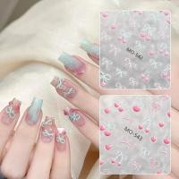 ราคา New Mint Cherry สติ๊กเกอร์ติดเล็บอเนกประสงค์ Jelly 3D Bowknot Fresh Nail Decals (44101122127)