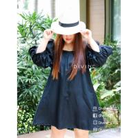 ราคา พร้อมส่ง เดรสกระโปรง/สาวอวบ แขนตุ๊กตาใหญ่พิเศษ สีดำ (2299591035)