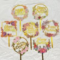 ราคา 1ชิ้นสุขสันต์วันเกิดจดหมายเค้กท็อปปิ้งเค้กอะคริลิโรยหน้ากับดอกไม้ธีมวันเกิดพรรคขนมอุปกรณ์ตกแต่ง (43602407717)
