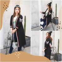 ราคา PMSWEET PLUSSIZE : PM4044 : พร้อมส่ง เสื้อผ้าไซส์ใหญ่ คนอ้วน สาวอวบ เสื้อคลุมตัวยาวสีดำ ด้านหลังติดแผ่นสกรีนลายรูป (11322360253)