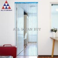 ราคา ผ้าม่าน ALL U CAN BUY ม่าน ม่านประตู ลายโปร่งแสง ม่านมู่ลี่ประตู ม่านตกแต่งประตู ม่านลายเกลียวสีฟ้า (12319638061)