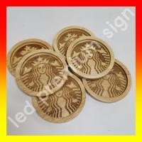 ราคา จานรองแก้วไม้ยางพาราแท้ พร้อมโลโก้สตาร์บัค แผ่นรองแก้ว จานรองแก้ว ที่วางแก้ว จานรองแก้วไม้ Coaster (27729716696)
