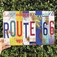 ราคา แผ่นสังกะสี Route66 ป้ายสังกะสี ติดผนังแนววินเทจขนาด20x30cm. แผ่นเรียบ (2355054669)
