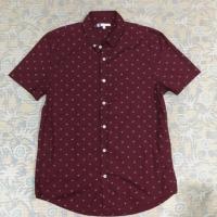 ราคา AIIZ เสื้อเชิ้ต แขนสั้น ลายไก่ สีเลือดหมู เบอร์ s #เสื้อมือสอง #AIIZ (2643386567)