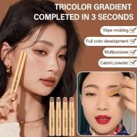 ราคา ของแท้ดั้งเดิมราคาแฟลชเซล【ทาแล้วมีสามสี】อายแชโดว์แบบแท่งสามสีอัพเกรด/อายแชโดว์แบบแท่งกลิตเตอร์ไล่เฉดสี/แท่งอายแชโดว์แบบแท่งไฮไลท์เปลี่ยนสี กันน้ำ ไม่เลอะ ไม่ซีดจาง ดินสออายแชโดว์ (26087851324)