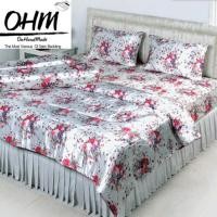 ราคา OHM ผ้าปูที่นอน ผ้าซาตินแท้ 330 เส้น ขนาด 5 ฟุต 3 ชิ้น (พื้นขาว ลายดอกซากุระ) (1144263008)