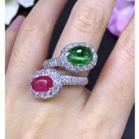 ราคา แหวนทับทิมพม่าสีแดงสดสีหวานเปิดไขว้กับมรกตแซมเบียสีเขียวสดหวานๆใช้ทับทิมพม่าสีแดงสด เผาเก่ากับมรกตแซมเบียเนื้อแก้วใสๆๆ (3023324135)