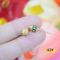 ราคา ต่างหูปักก้านลงยาสีเขียวหุ้มทอง (40355492523)