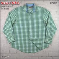 ราคา IZOD®แท้ อกจริง 48 ไซส์ XXL เสื้อเชิ้ตผู้ชาย สีเขียว แขนยาว เนื้อผ้าดี (29710020787)