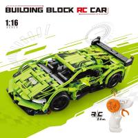 ราคา ตัวต่อ รถบังคับดีครับ สีเขียว RC รถสปอร์ตบล็อกรถควบคุมระยะไกลของเล่นเด็กประกอบสำหรับเด็กชายมากกว่า 6 ปี (27416049969)