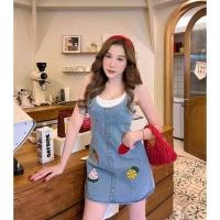 ราคา เอี๊ยมยีนส์แท้น่ารักๆ เอี๊ยมยีนส์ฟอก ชุดเอี๊ยม เอี๊ยมกระโปรง เอี๊ยมยีนส์เสื้อยืดขาว Dress Clothing เดรส ผู้หญิง Women (29920654547)