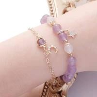 ราคา MINDO สร้อยข้อมืออเมทิสต์(Amethyst) สร้อยข้อมือหินลาเวนเดอร์ อเมทิสต์และหินอาเกตสีขาวนำโชคลาภหินธรรมชาติแท้ (13675341690)