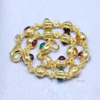 ราคา Tiffjewelry สร้อยข้อมือนพเก้ากระดุมทอง พลอยนพเก้าแท้ เงิน94% ชุบทองแท้ (26369400249)