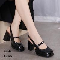 ราคา รองเท้าส้นสูง 3 นิ้ว แมรี่เจน หัวกลม หนังแก้ว แต่งอะไหล่ รัดข้อ เปิดหลังเท้า สไตล์เกาหลี 4-4335 (26602889237)