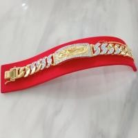 ราคา สร้อยมือผู้ชาย เลสผู้ชายลายมังกร เพชร CZ ชุบทองไมครอนหน้าทองคำขาว น้ำหนัก 5 บาท ใส่เสริมดวงเพิ่มอำน (24087290559)