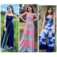 ราคา ชุดจั้มขาบานสายเดี่ยวสม็อคอกใส่สบายผ้าดีสีสวยมาก (23322289092)