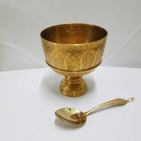ราคา Brass byfa ขันน้ำพานรองทองเหลือง ตอกลายในช่องบัว 7 ,8นิ้ว ชุดตักบาตร ทองเหลืองแท้ งานหล่อตอกลาย สวยงาม+ (6970937755)
