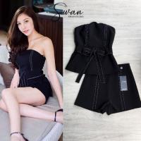 ราคา เซตเสื้อเกาะอก + กางเกงขาสั้น งานป้าย xs S M L (3273563710)