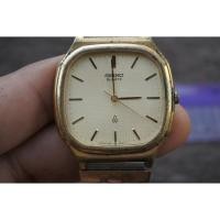 ราคา นาฬิกา Vintage มือสองญี่ปุ่น SEIKO ชุบทอง 5931 5210 หน้าสีเหลืองทอง ผู้ชาย ทรงสี่เหลี่ยม Quartz ขนาด37mm ใช้งานได้ปกติ (25612452403)