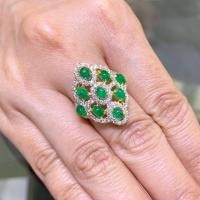 ราคา แหวนมรกตเจียหลังเบี้ย ล้อมเพชรแท้ ราคา 24,900บาท (7706677780)