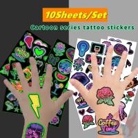 ราคา ❀ สติ๊กเกอร์รอยสักเรืองแสงชั่วคราวศิลปะสีนีออน ❀ 10แผ่น/ชุดรอยสักกันน้ําสําหรับเซ็กซี่แขนกระดูกไหปลาร้าร่างกายศิลปะมือเท้า (26322855977)
