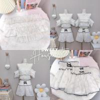 ราคา SweetHouse #587 เซตเสื้อปาดไหล่ + กางเกงผ้าลูกไม้ฉลุน่ารักรับซัมเมอร์มากก (26687453962)