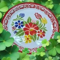 ราคา ถาดเคลือบโบราณ / ถาดเคลือบลายดอก ขนาด 45 ซม. / ถาดสังกะสีเคลือบ / สีแดง / Enamel Tray 45 cm. (6347457658)