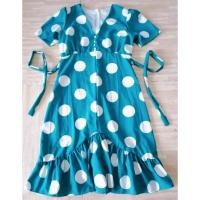 ราคา เดรสหางปลาลายจุด เดรสแบบผูกเอว ซิปหลัง (8254015784)