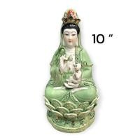 ราคา เจ้าแม่กวนอิม งานกังไส สีเขียว ปางอุ้มบุตร (กว้าง5นิ้ว สูง10นิ้ว) เป็นงานกระเบื้องกังไสนำเข้าจากจีน งานพิธีปลุกเสกจากวัด (14162383610)