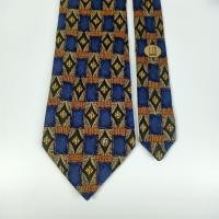 ราคา เนคไท ผ้าไหม DUNHILL Silk Necktie Geometric Brown Black Design Tie Made in Italy (41008583290)