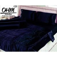 ราคา OHM ผ้าปูที่นอนและผ้านวมคู่ ผ้าเครปซาติน 220 เส้น ขนาด 5 ฟุต 6 ชิ้น (สีกรมท่า) (1347858942)