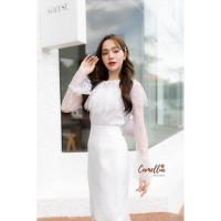 ราคา ชุดSet เสื้อลูกไม้คอกลมแต่งระบายแขนยาวปลายแขนบาน + กระโปรงเอวสูงแต่งลูกไม้ที่ชายกระโปรง ชุดนี้คือสวยหรู (24428541733)