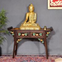 ราคา ไม้เนื้อแข็งแกะสลักโต๊ะบูชารูปแบบฟักทองดอกไม้ตู้เก็บบูชาโต๊ะบูชาจีนโบราณเทพเจ้าแห่งความมั่งคั่งพระพุทธรูปยืน (43267576953)