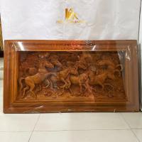 ราคา PF_Phrae | ภาพติดผนัง ภาพแกะสลักไม้สัก ลายม้า8เซียน ขนาด100ซม. สูง55ซม. (5332330656)