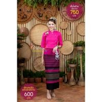 ราคา เสื้อผ้าฝ้ายพื่นเมือง รุ่นชุดใยฝ้ายอัดกาวบานเย็น+ผ้าถุงอัดกาวยกดอกบานเย็นDD626 (25274695992)