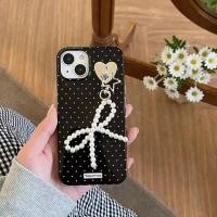 ราคา จัดส่งภายใน24ชมลายจุด สีดำ ไข่มุก โบว์หูกระต่าย iphone 15 14 pro max ป้องกันการหล่น หวานสวย case for iPhone 12 13 (24154650026)