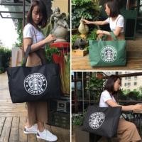 ราคา พร้อมส่ง กระเป๋าสตาร์บัค ผ้าแคนวาส ขนาดใหญ่ 50 x 38 x 14 cm. (7830295889)
