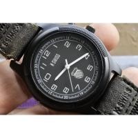 ราคา นาฬิกา Vintage มือสองญี่ปุ่น K-SWISS SWISS MADE QUARTZ ผู้ชาย ทรงกลม กรอบดำ หน้าดำ 40มม สายผ้า (29265057260)