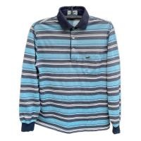 ราคา เสื้อโปโล คอปก แขนยาว สีฟ้า ลายทาง ลายขวาง แบรนด์ Crocodile มือสอง (Size M) (27325061804)