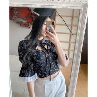 ราคา เสื้อครอป คอจีน แขนสามส่วน สไตล์คุณหนู น่ารักมากค่า❤️ (11911415238)